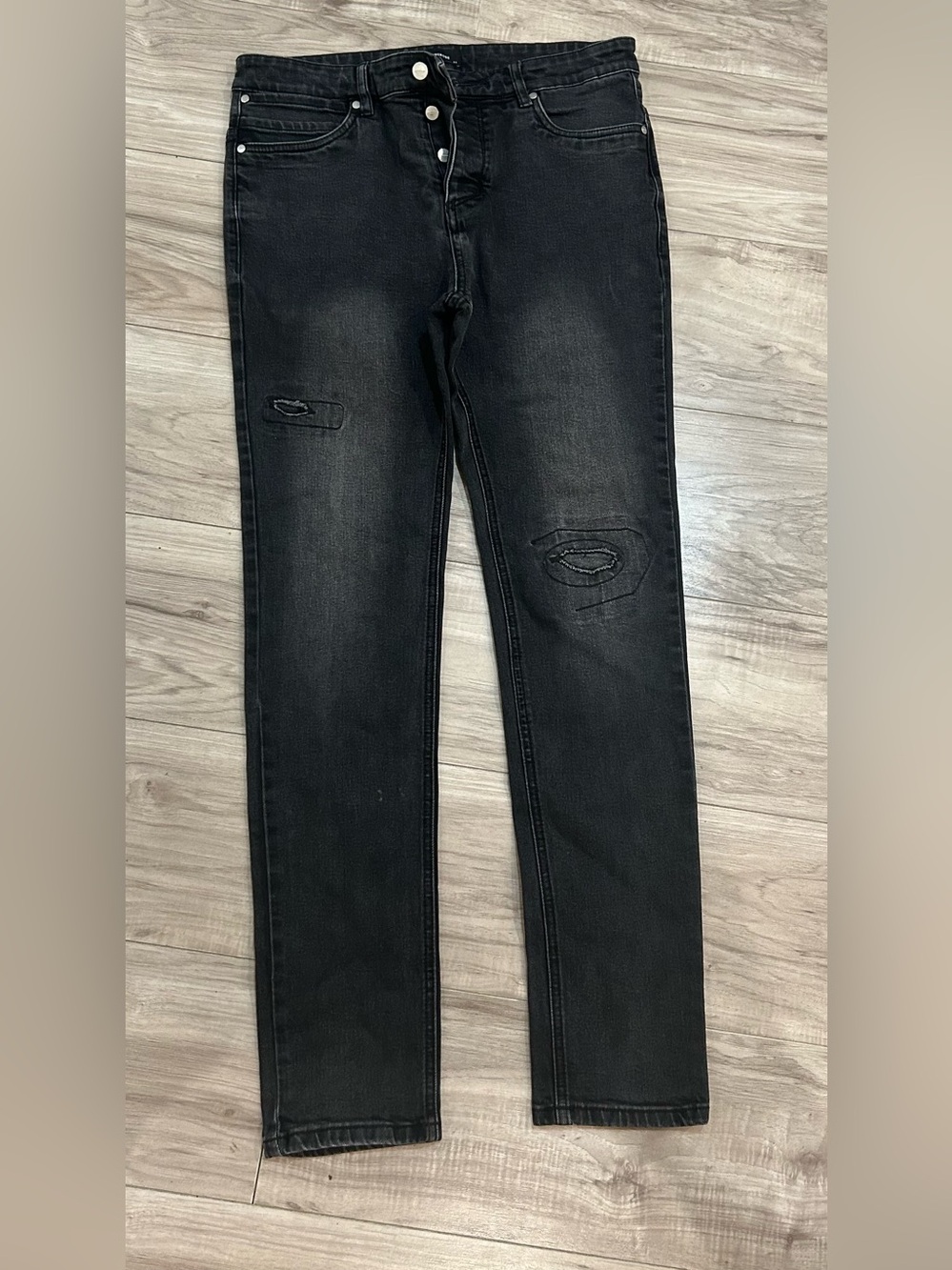 Zanerobe Men's Black Distressed Skinny Jeans